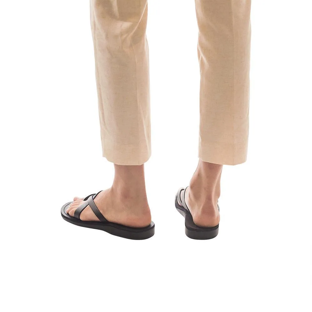 Abigail - Leather Toe Sandal | Black