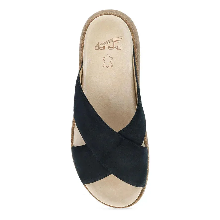 Bridget Platform Cork Sandal in Suede Black