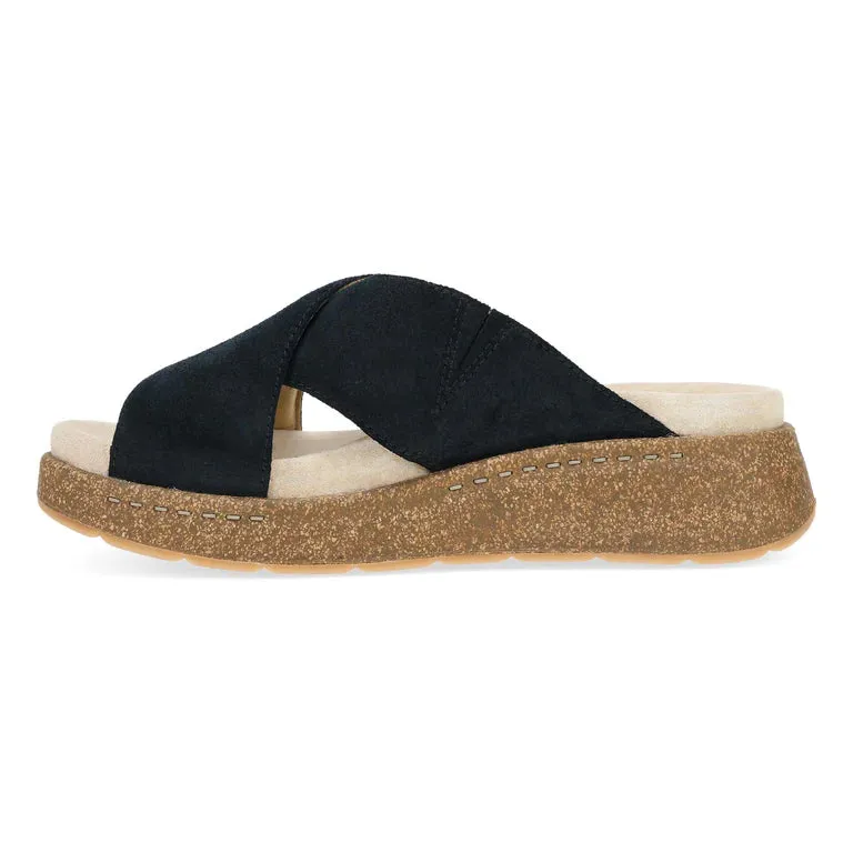 Bridget Platform Cork Sandal in Suede Black