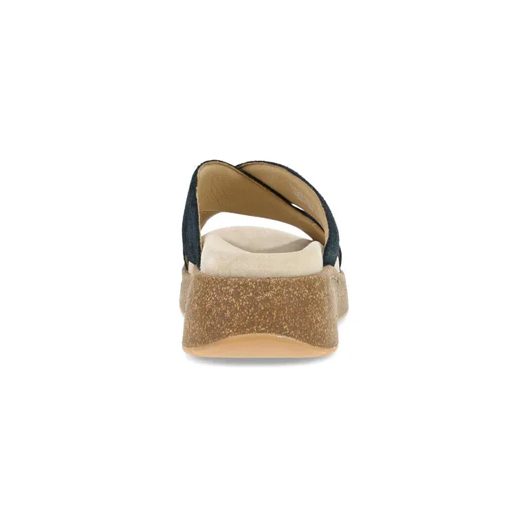 Bridget Platform Cork Sandal in Suede Black