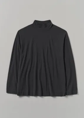 Brushed Cotton High Neck Lounge Top | Soft Charcoal