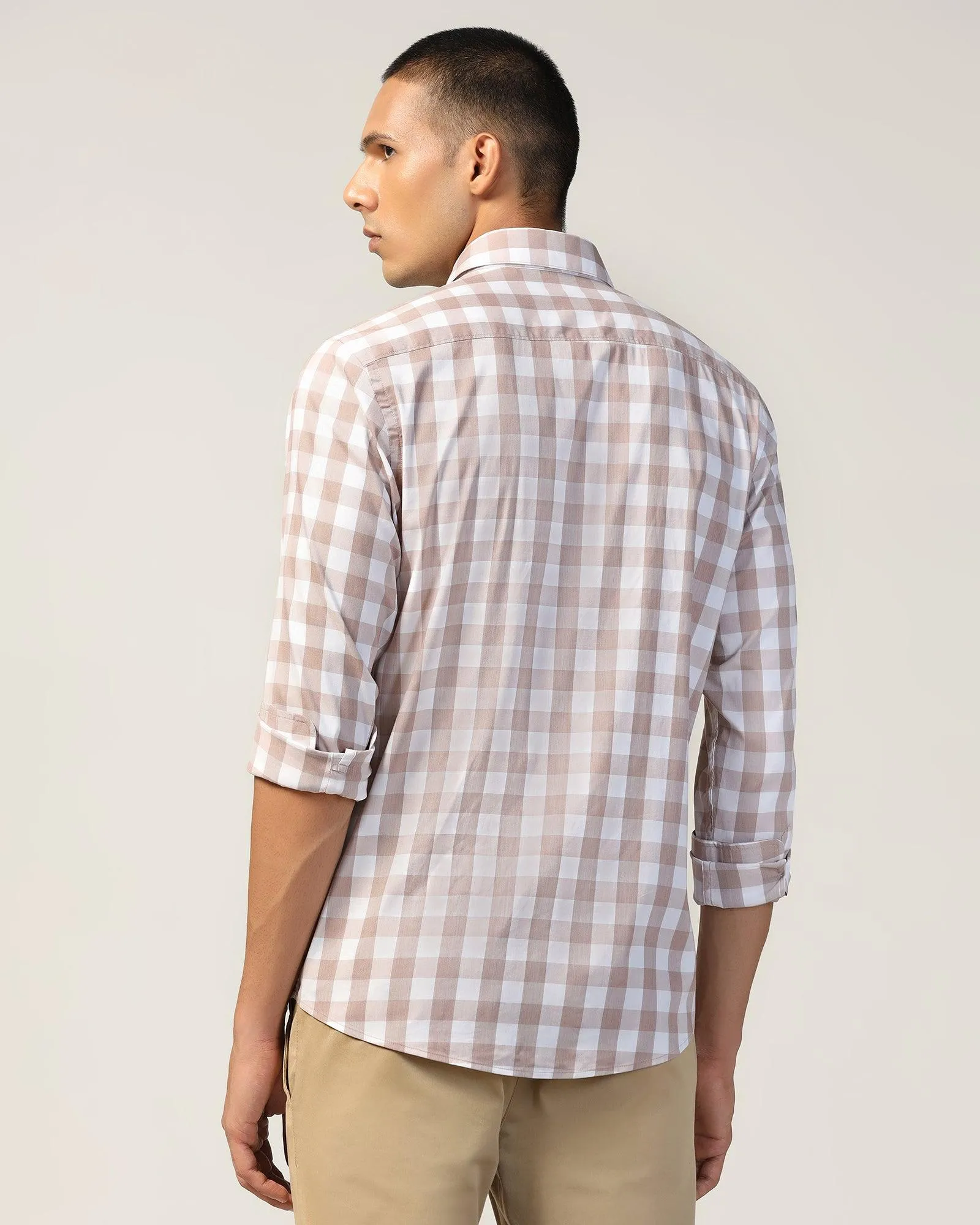 Casual Brown Check Shirt - Omer