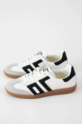 Cloud Lace Up Vintage Sneaker, White Black | Back 70