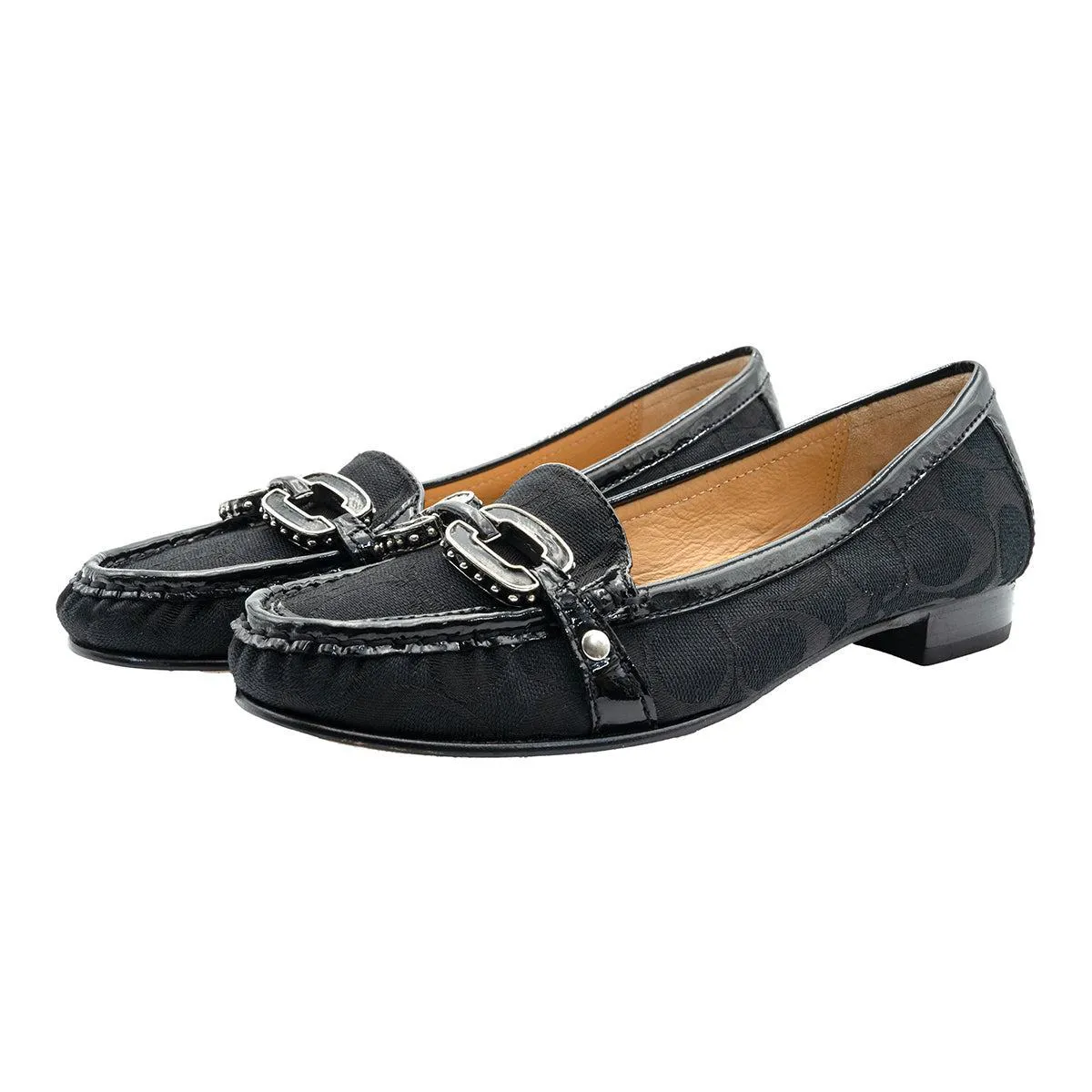 Coach Casual Loafers Fabric Black Colour For Women