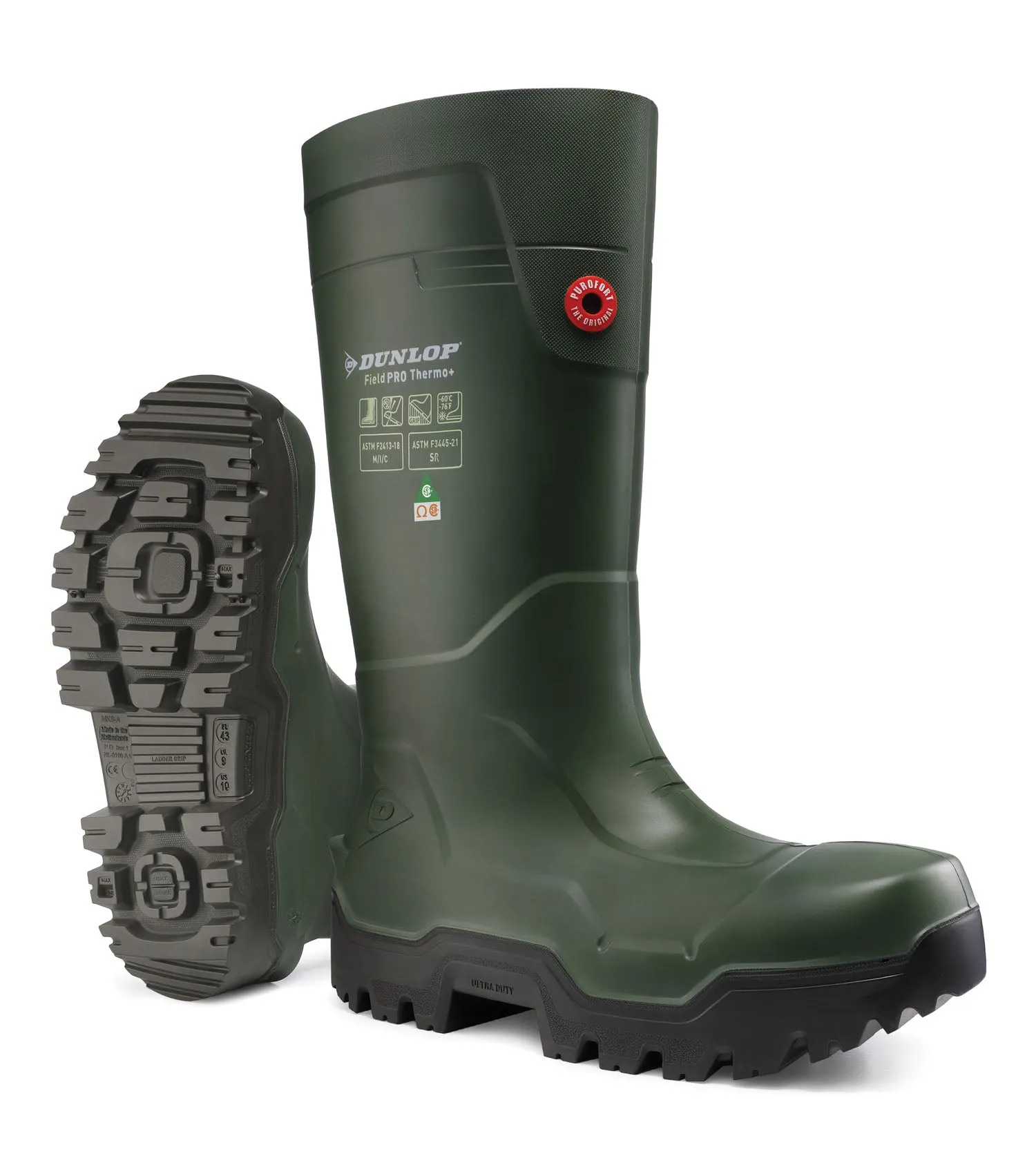 FieldPRO Thermo  Full Safety, Green | 15’’ Insulated PU Work Boots