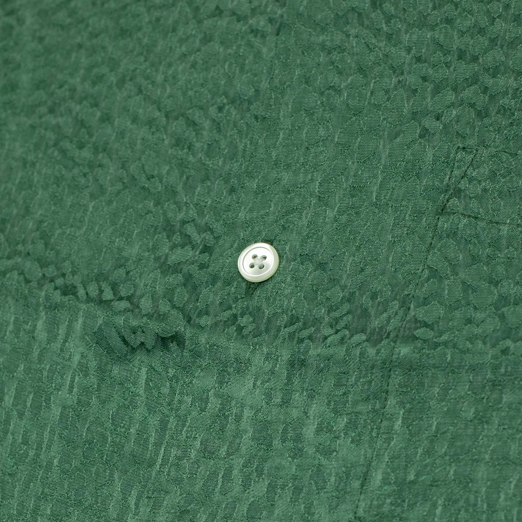 Finger Print camp collar shirt in green textured cupro and viscose