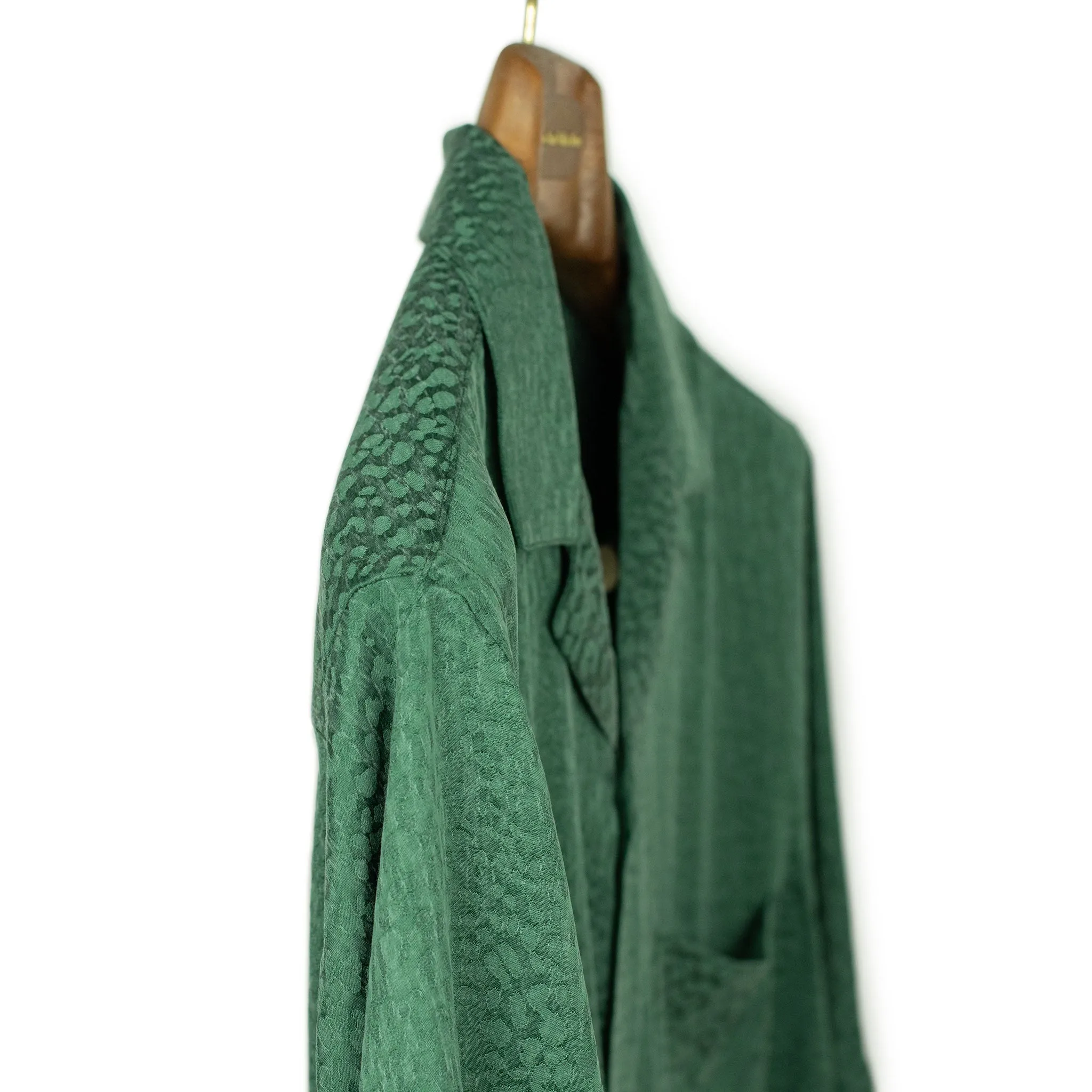Finger Print camp collar shirt in green textured cupro and viscose