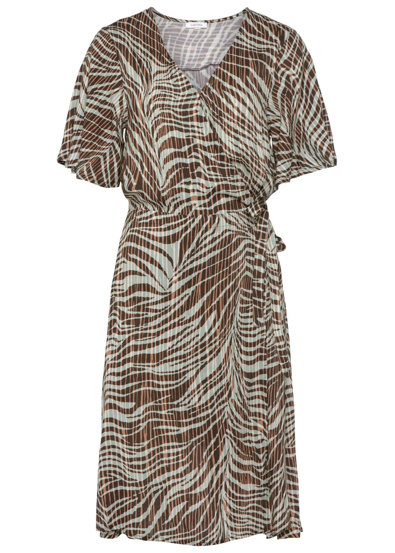 Flutter Sleeve Dress - Brown Multi