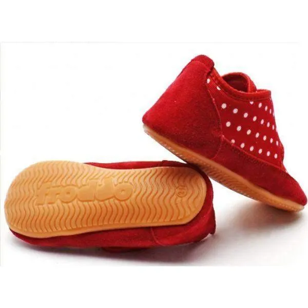 Froddo Girls Red Polka Baby Toddler First Walking Shoes (Made in Europe)