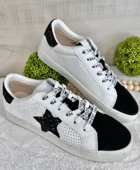 GADOL WHITE/BLACK GLITTER SNEAKERS