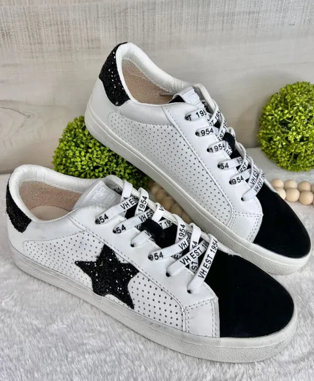 GADOL WHITE/BLACK GLITTER SNEAKERS