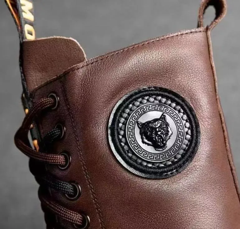 Handmade warm leather platform boots