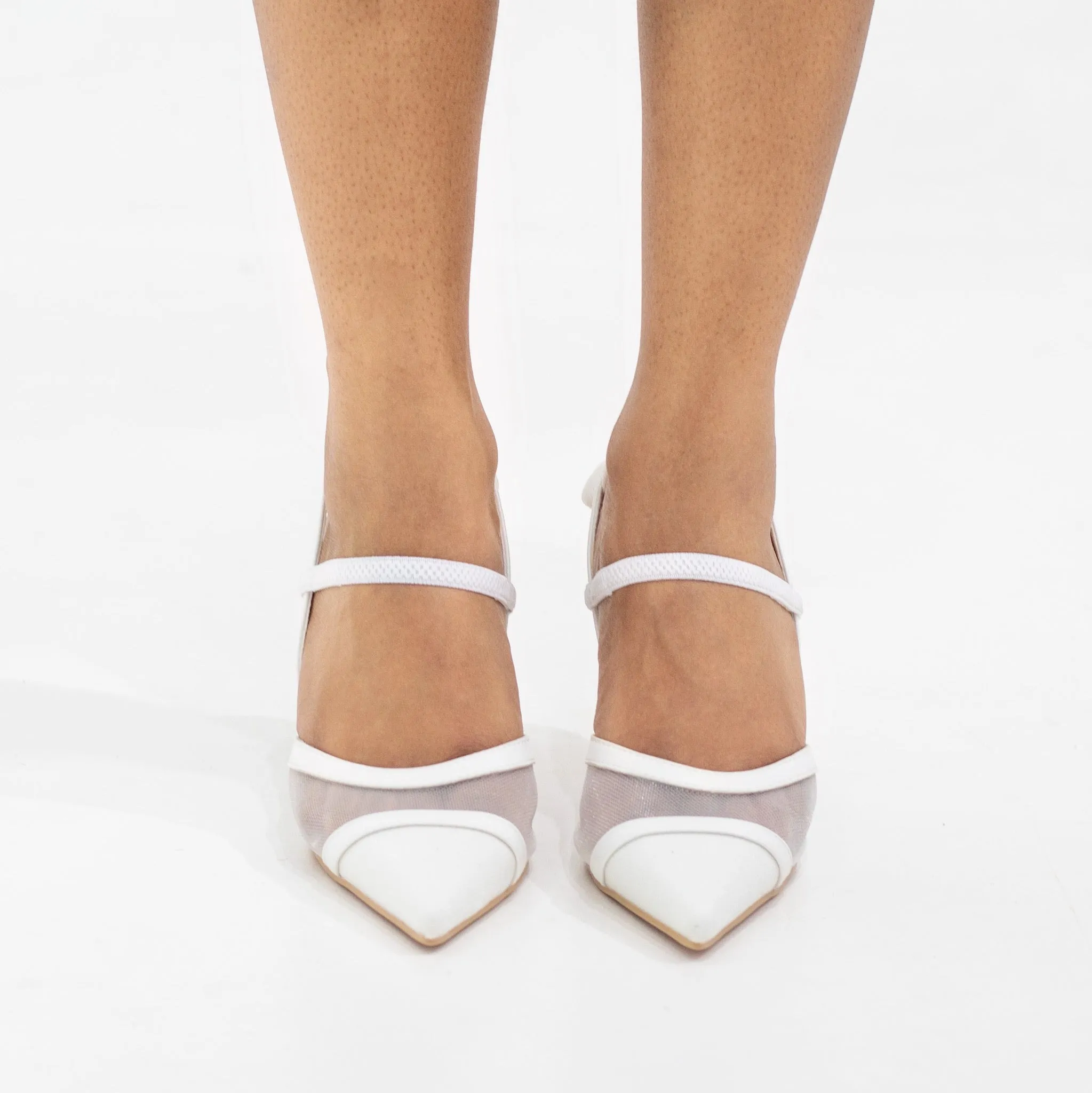 Hazar closed mesh 5cm heel sling back white