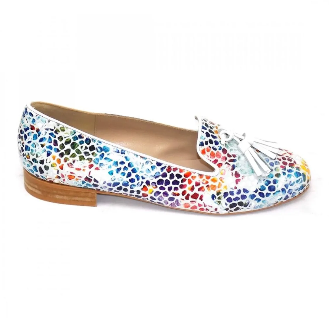 HB Shoes Clover Pebble  Print Tassel Trim Pump
