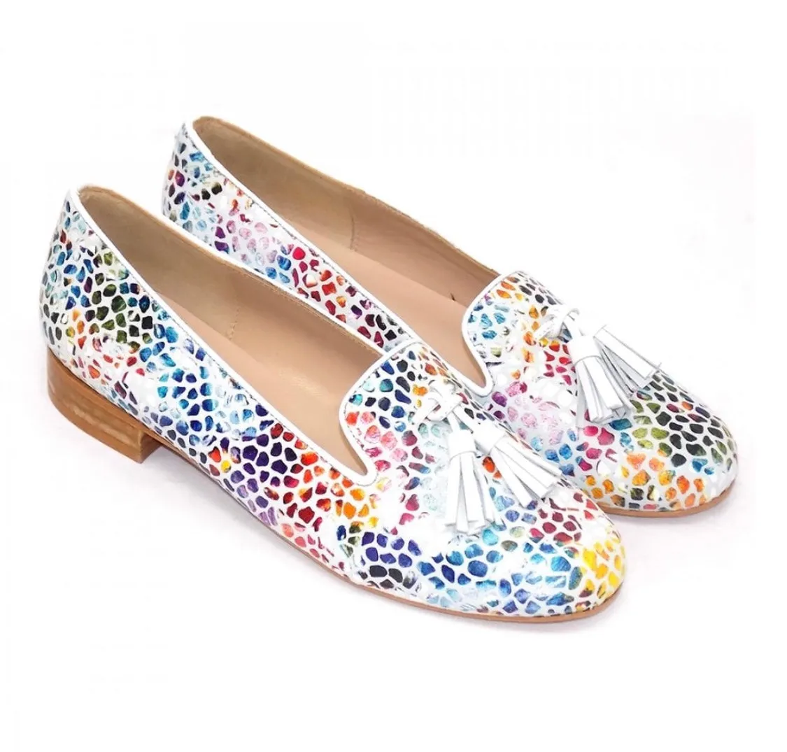HB Shoes Clover Pebble  Print Tassel Trim Pump