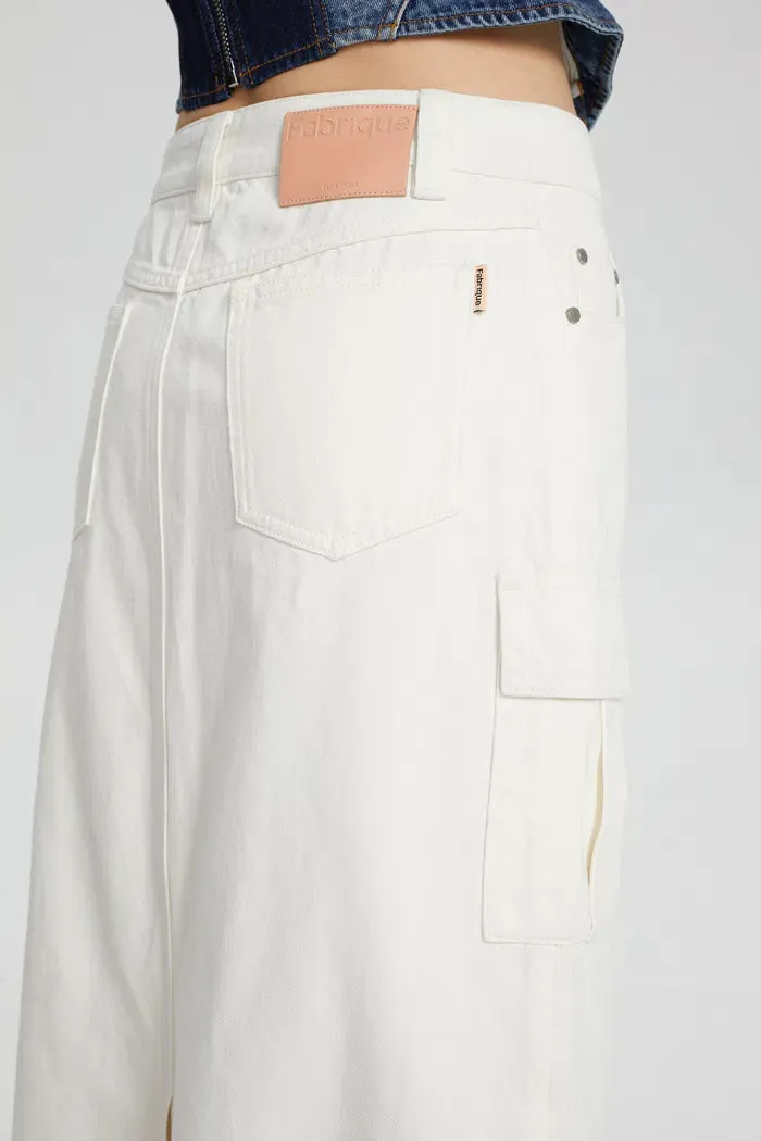 Lara Cargo Maxi Skirt in Cotton Denim