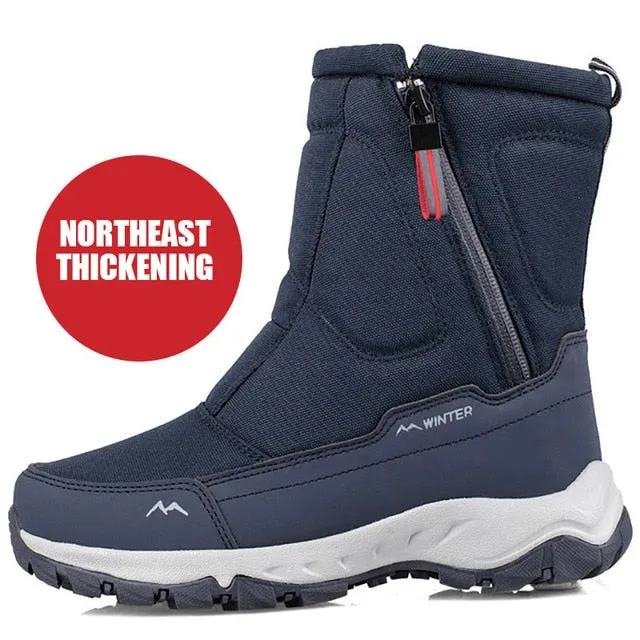 Large Size Winter Men's Boots – Warm Plush Ankle Boots, Sweat-Wicking High-Top Snow Boots, Outdoor Sneakers for Men