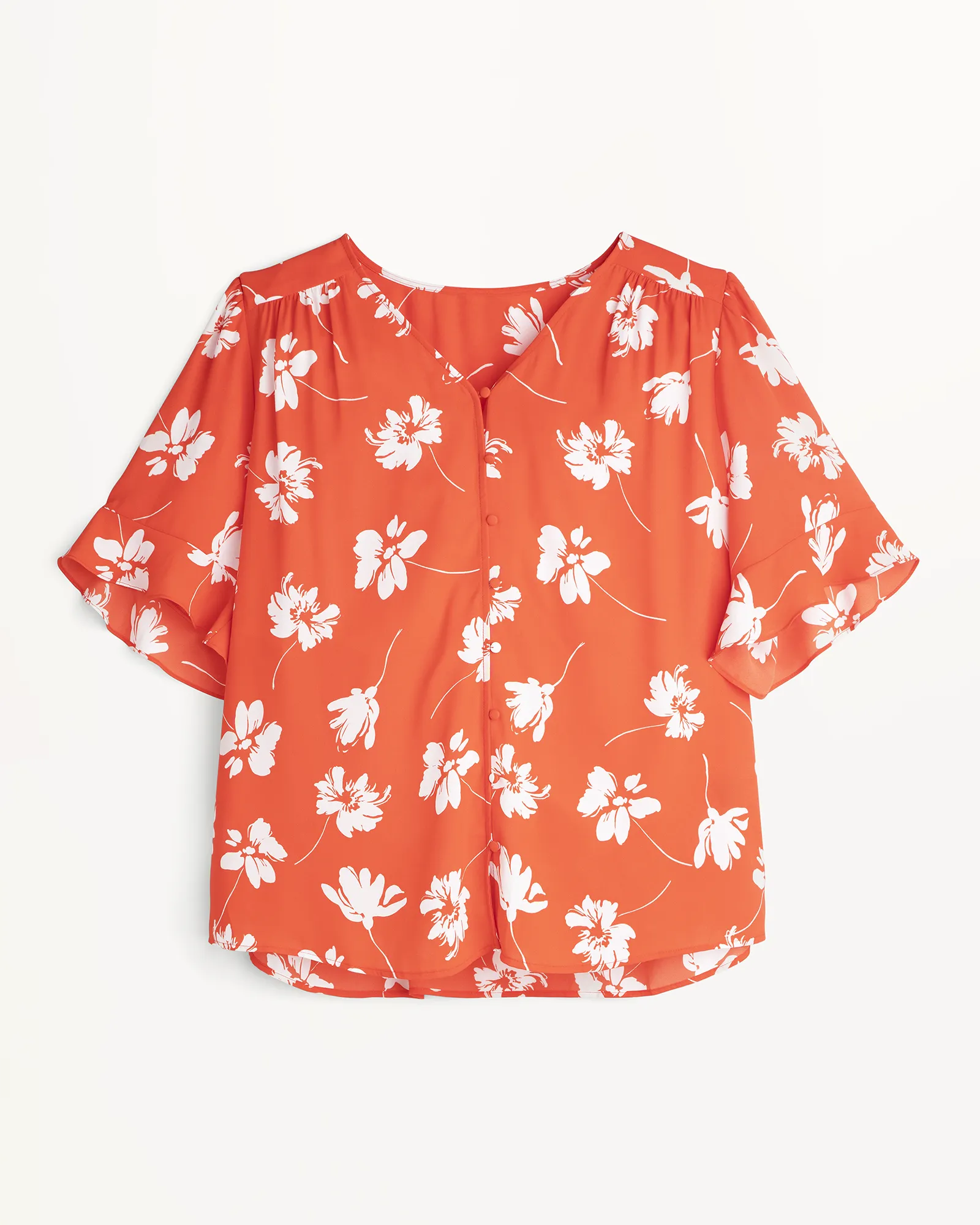 Mila Ruffle Sleeve Blouse | Red / White