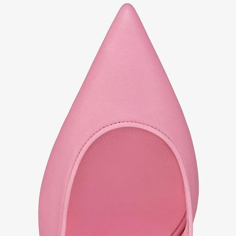 Modern Pink Leather Slingback Pump
