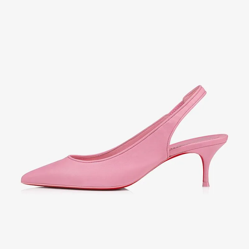 Modern Pink Leather Slingback Pump