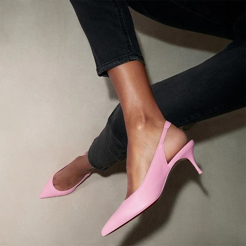 Modern Pink Leather Slingback Pump