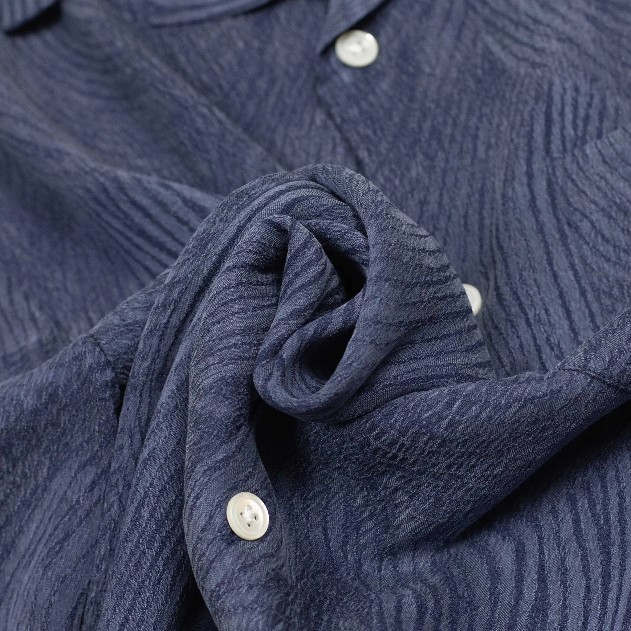Optic camp collar shirt in navy viscose jacquard