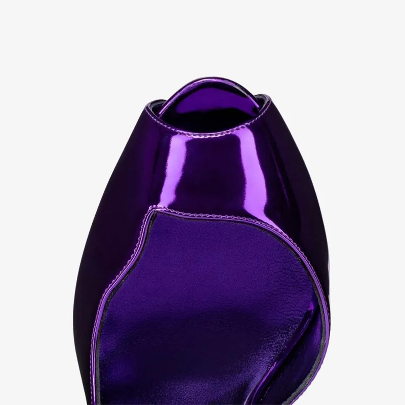 Purple Leather Pumps with Adjustable Straps