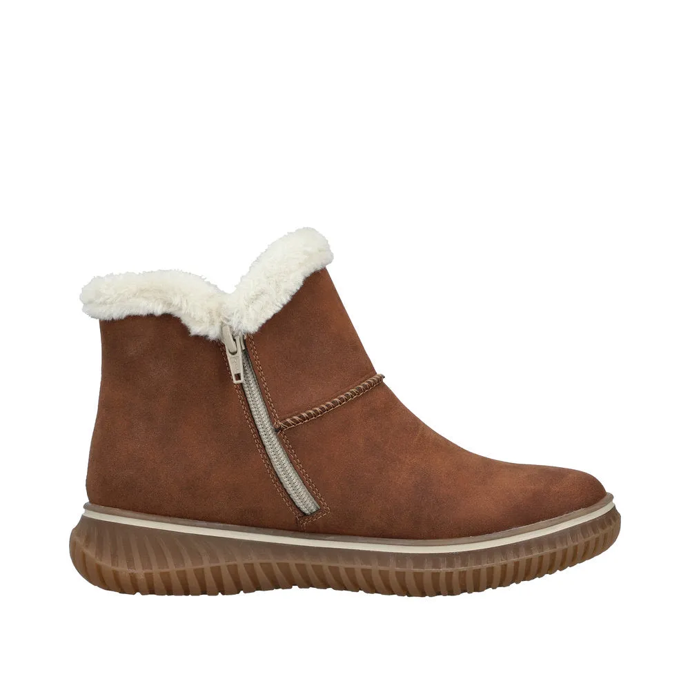 Rieker 74260-25 Ladies Brandy Water Resistant Slip On Ankle Boots