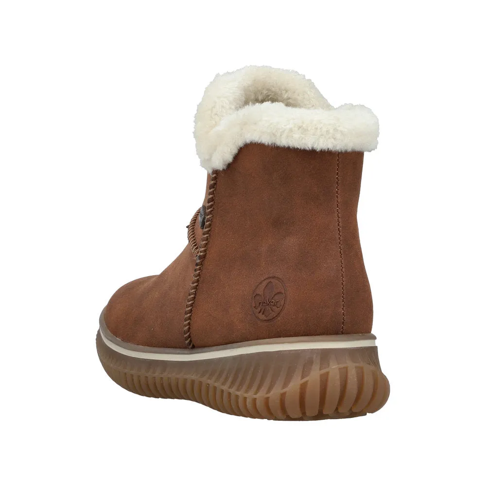 Rieker 74260-25 Ladies Brandy Water Resistant Slip On Ankle Boots