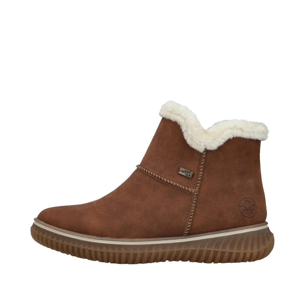Rieker 74260-25 Ladies Brandy Water Resistant Slip On Ankle Boots