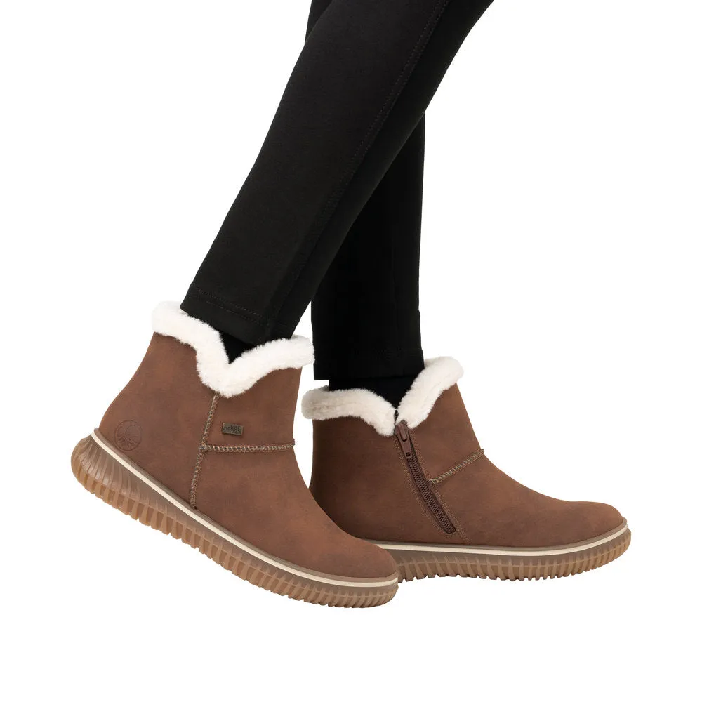 Rieker 74260-25 Ladies Brandy Water Resistant Slip On Ankle Boots