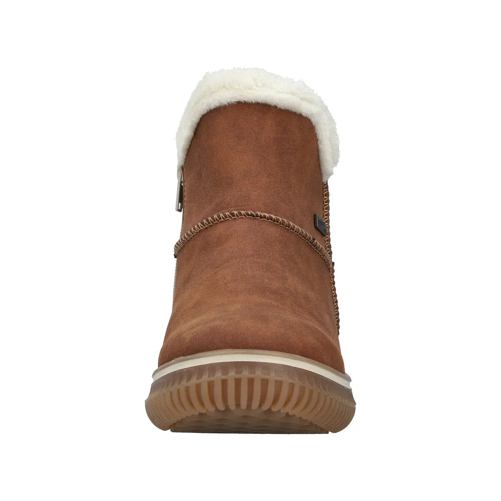 Rieker 74260-25 Ladies Brandy Water Resistant Slip On Ankle Boots