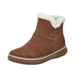 Rieker 74260-25 Ladies Brandy Water Resistant Slip On Ankle Boots