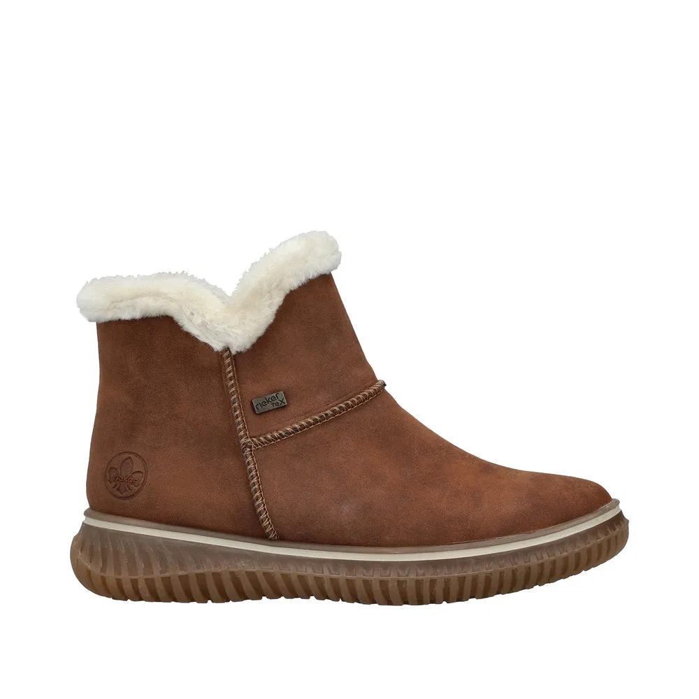 Rieker 74260-25 Ladies Brandy Water Resistant Slip On Ankle Boots