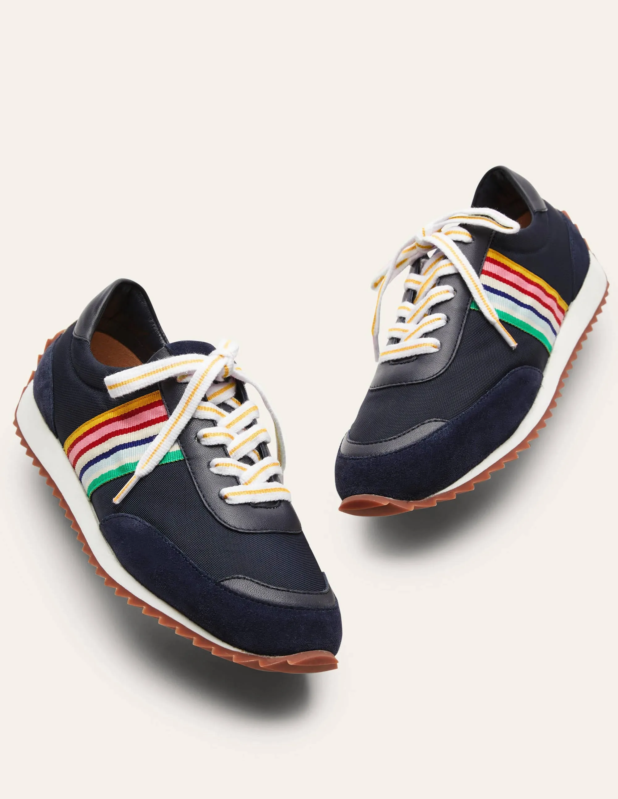 Striped Runner Trainers-Navy, Multi Stripe