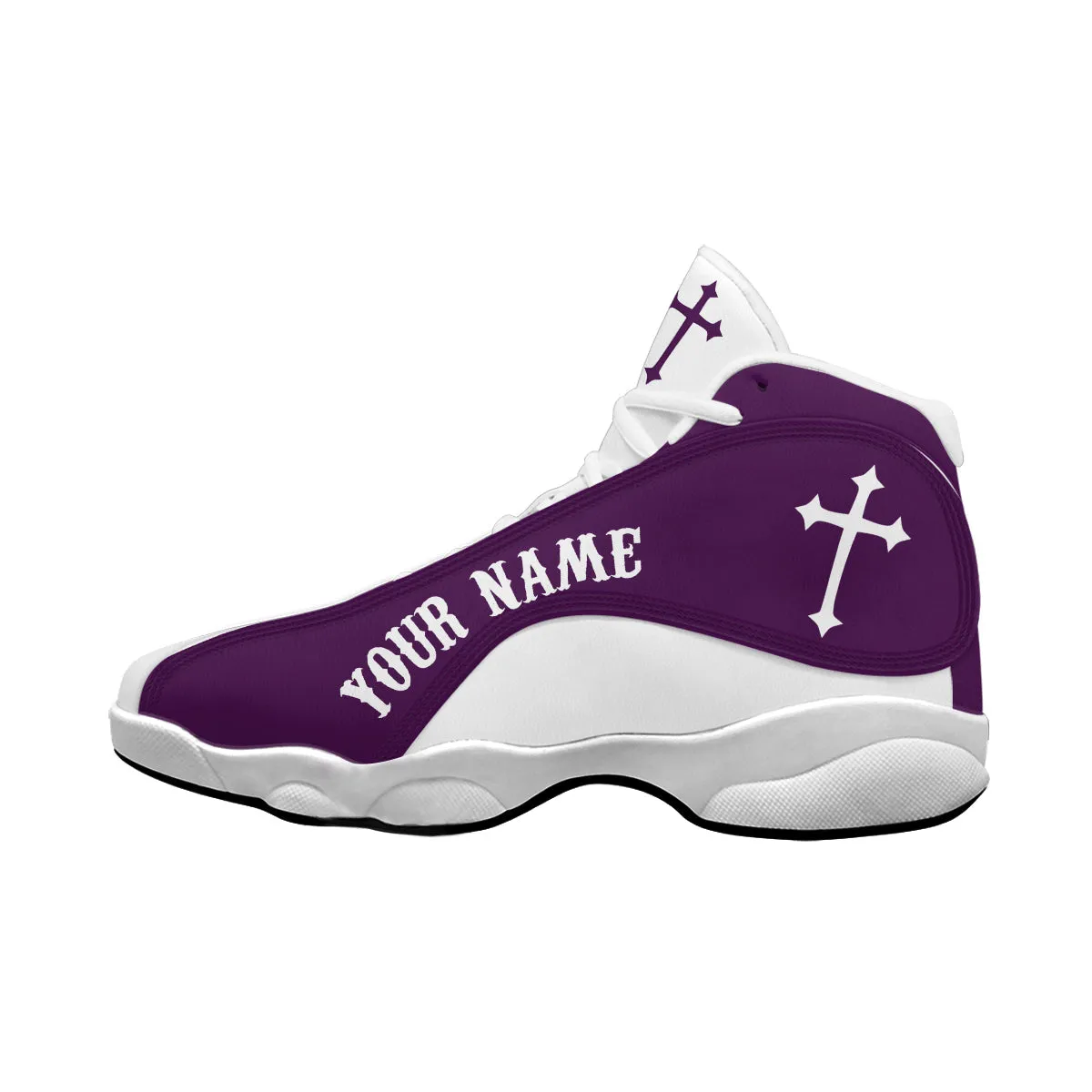 Teesdily | Customized Jesus Faith Over Fear Basketball Shoes, Jesus Purple Design, Jesus Lovers Gift, Christian Unisex Shoes