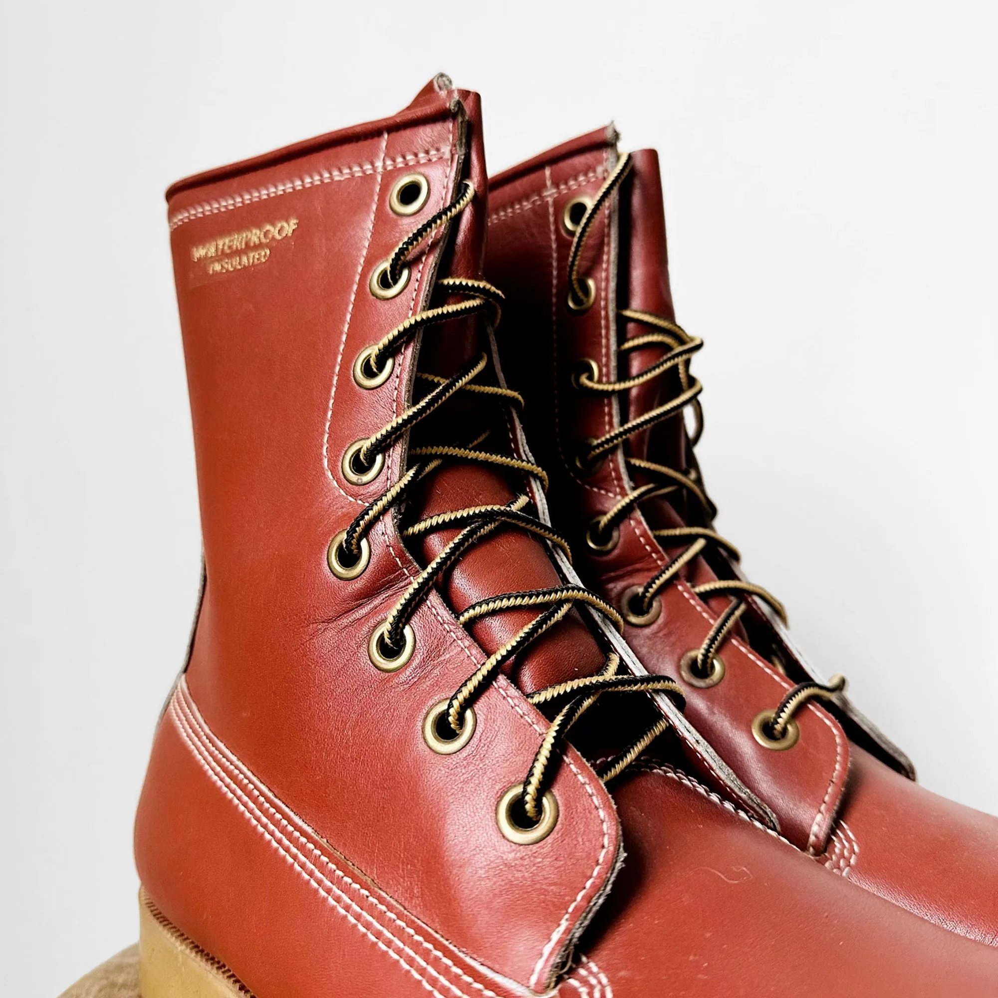 Waterproof Leather Lace-Up Work Boots - American 9