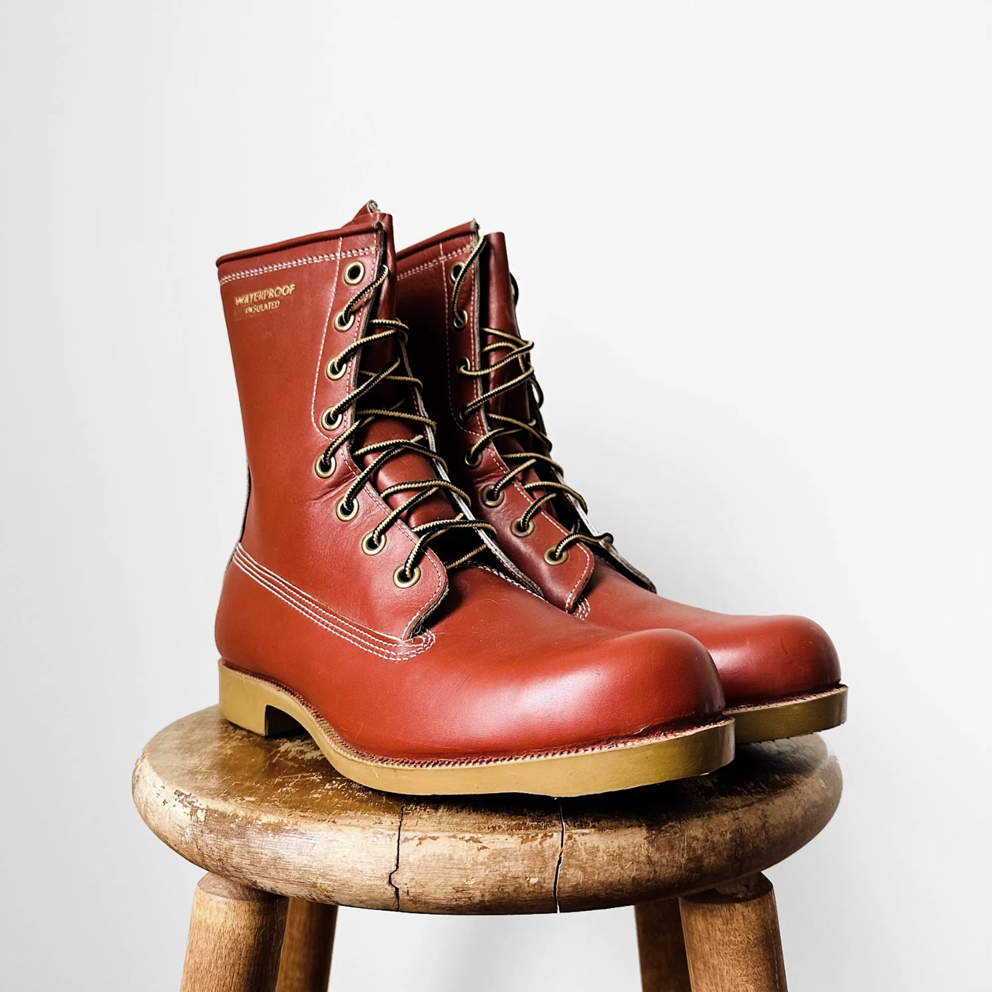 Waterproof Leather Lace-Up Work Boots - American 9