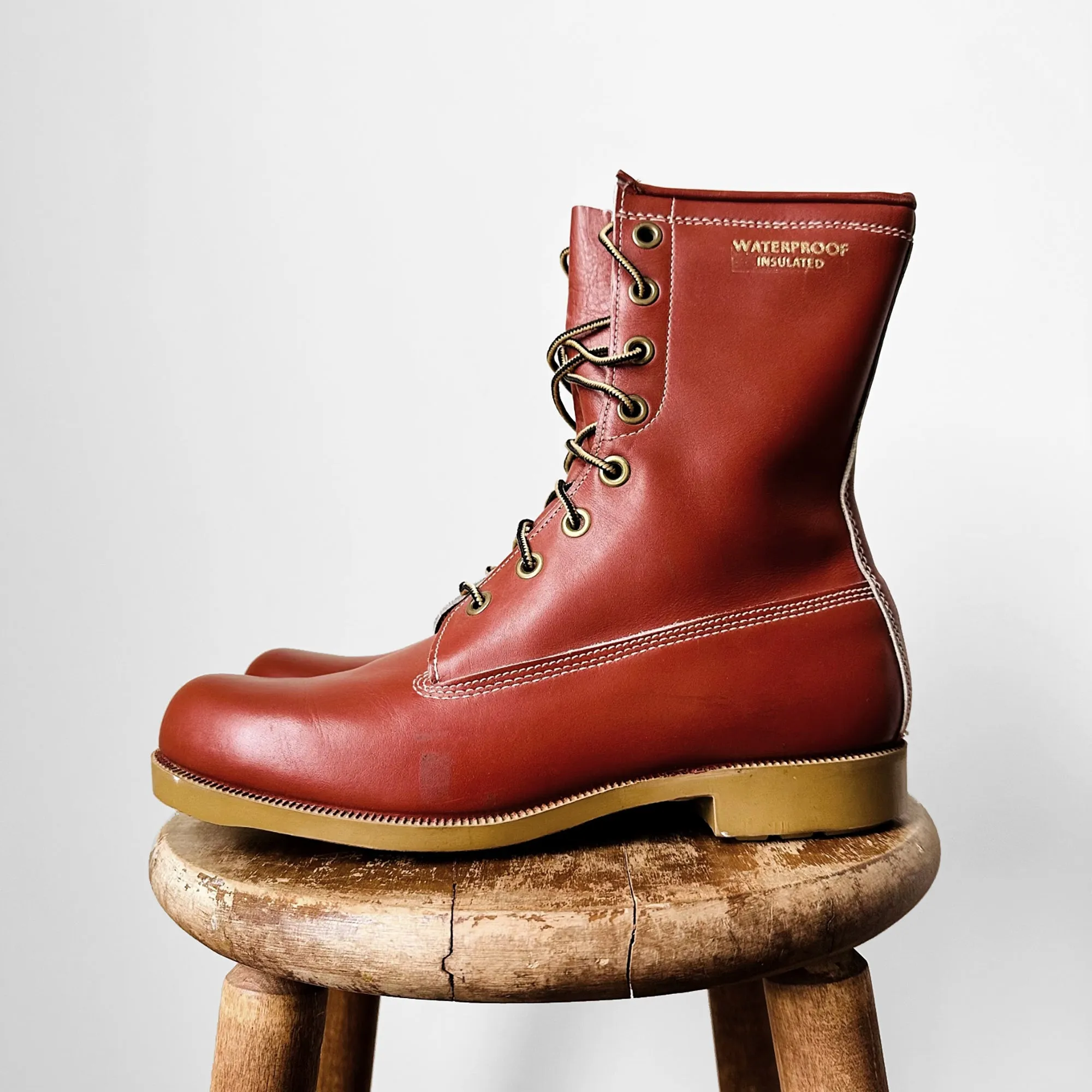 Waterproof Leather Lace-Up Work Boots - American 9