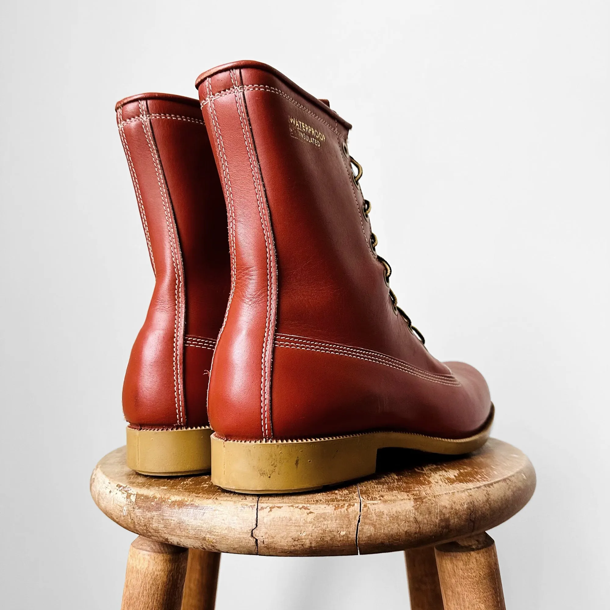 Waterproof Leather Lace-Up Work Boots - American 9
