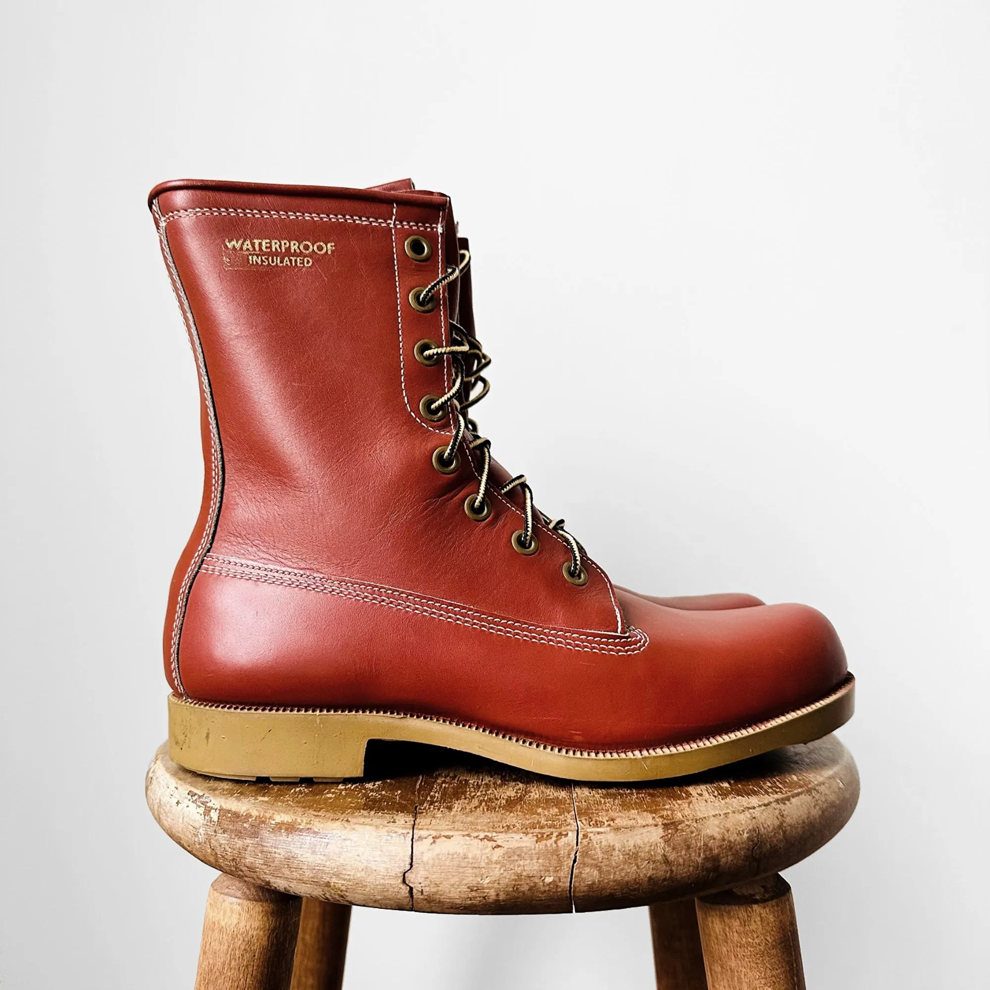 Waterproof Leather Lace-Up Work Boots - American 9