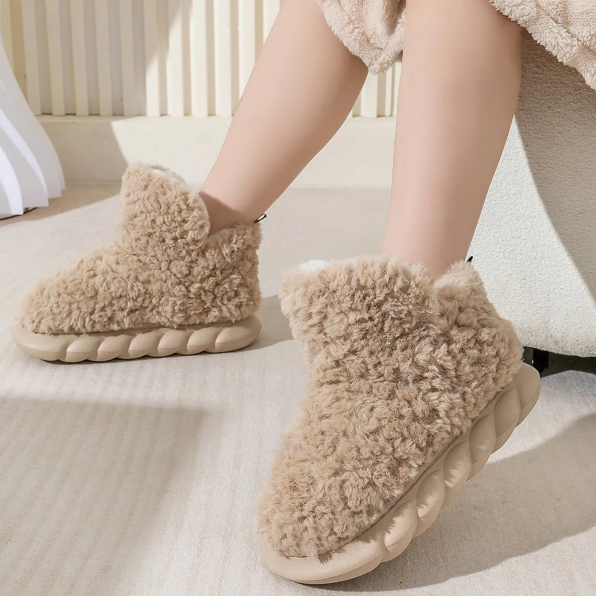 Womens Cute Fuzzy Slipper Boots